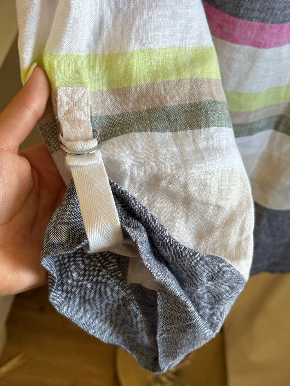 Charter Club Luxury 100% Linen Multi Color Striped 3/4 Sleeve Top| Petite Medium - Picture 3 of 9